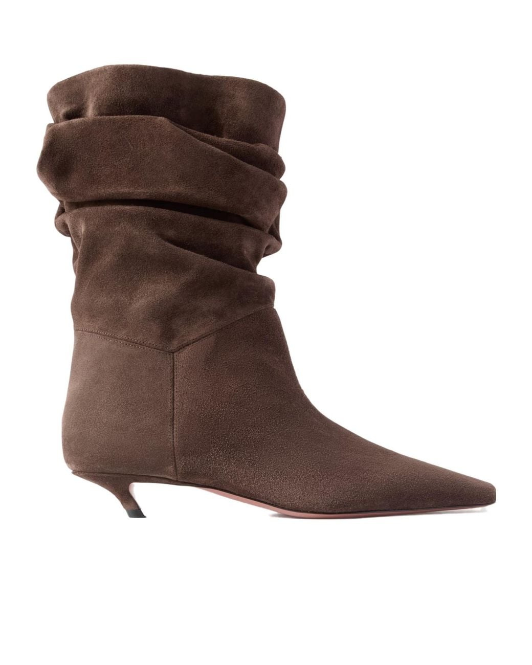 AMINA MUADDI Brown Ruched Suede Ankle Boots