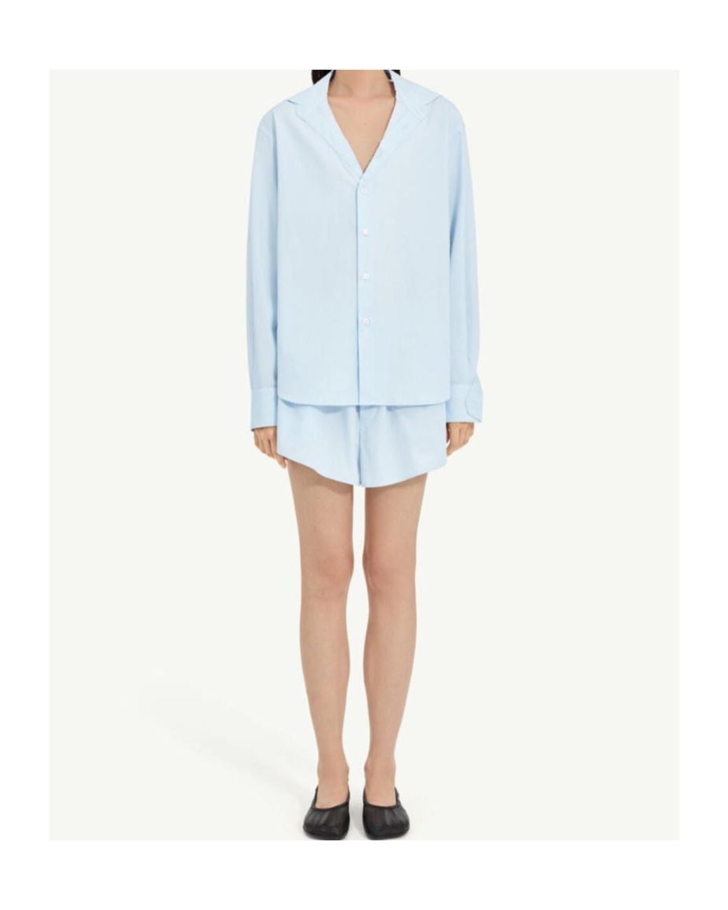 MM6 by Maison Margiela Blue Relaxed V-Neck Shirt