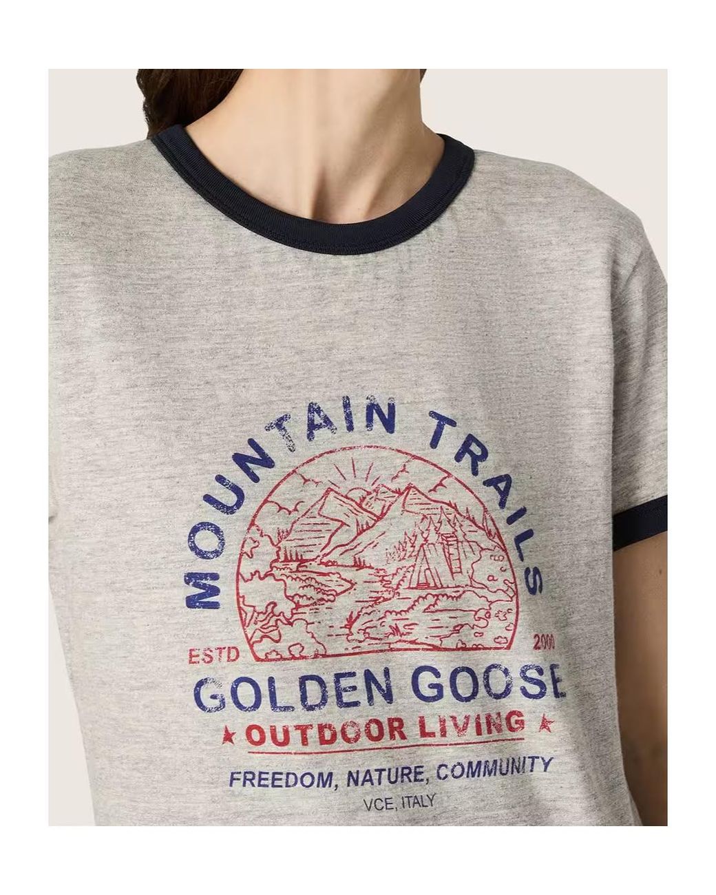 Golden Goose Deluxe Brand White Graphic Printed Crewneck T-Shirt
