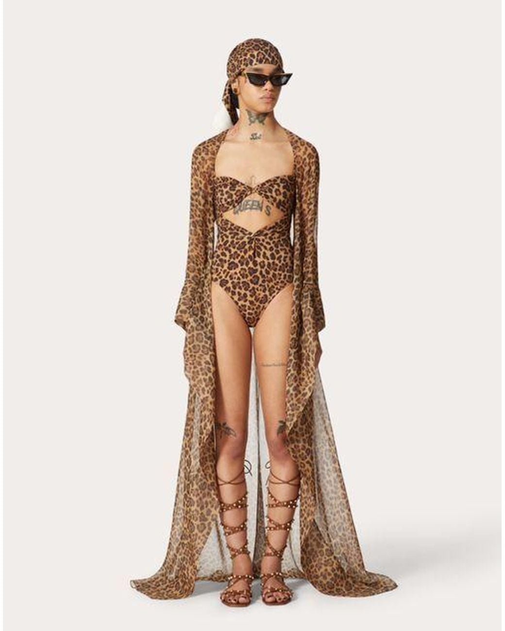 Valentino Natural Leopard Print Long Blouse