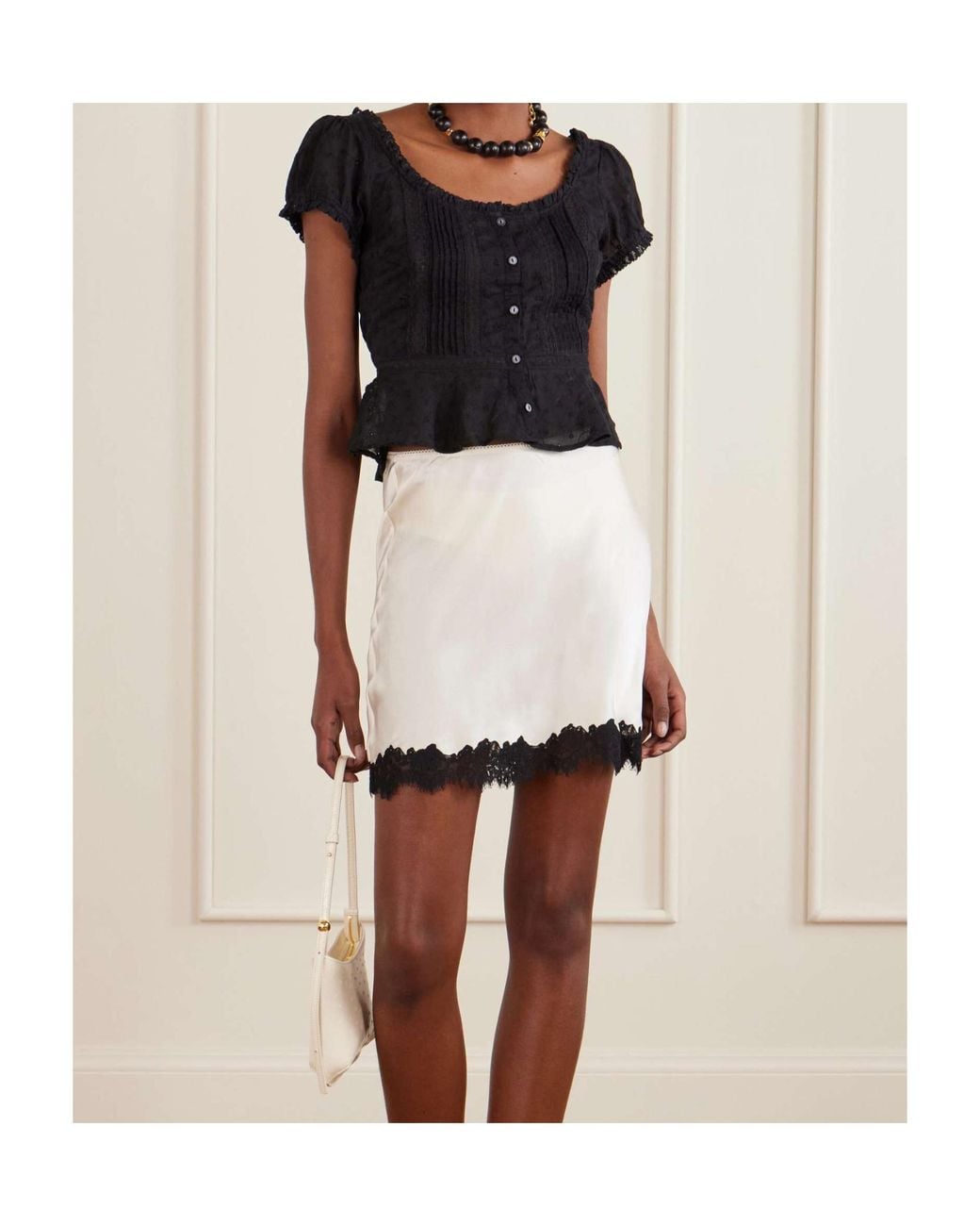 Rixo Blue Sandi Cropped Broderie Anglaise Cotton Blouse