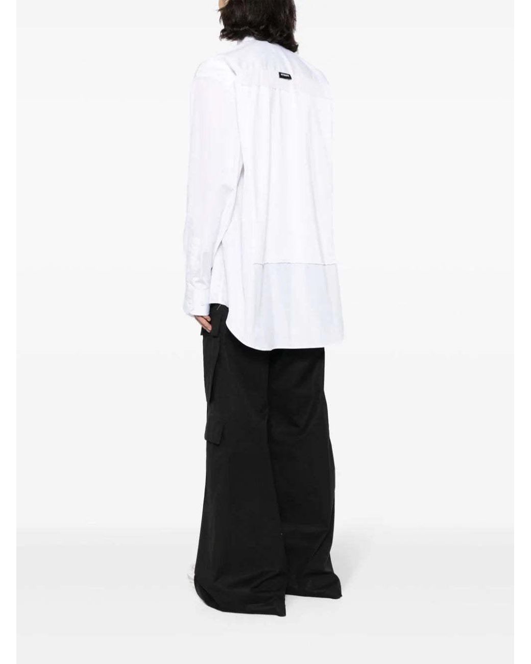 Vetements White Logo-Tag Cotton Shirt for men