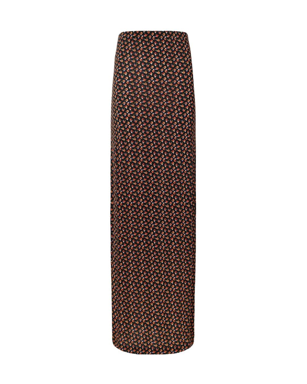 Rabanne Brown Floral-Jacquard Crepe Maxi Skirt