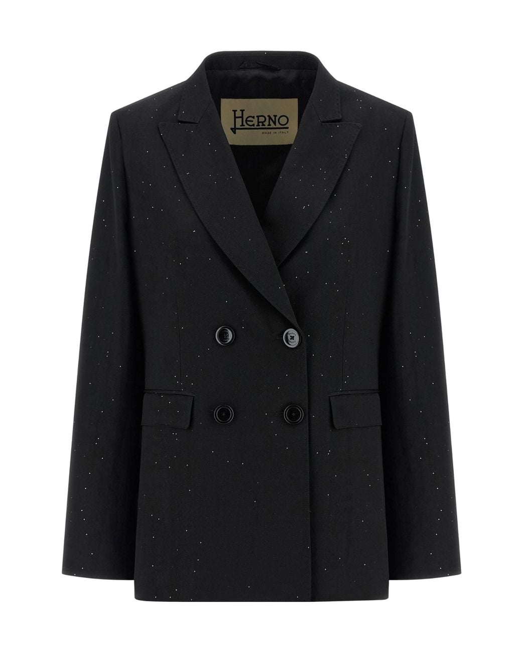Herno Black Micro Sequin Double-Breasted Blazer