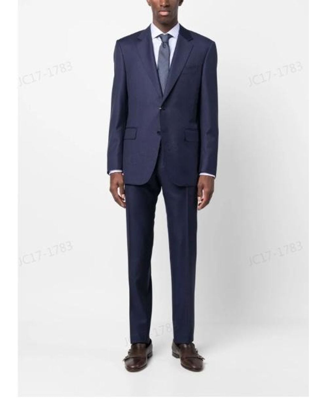 Canali Blue Single-Breasted Wool Suit for men