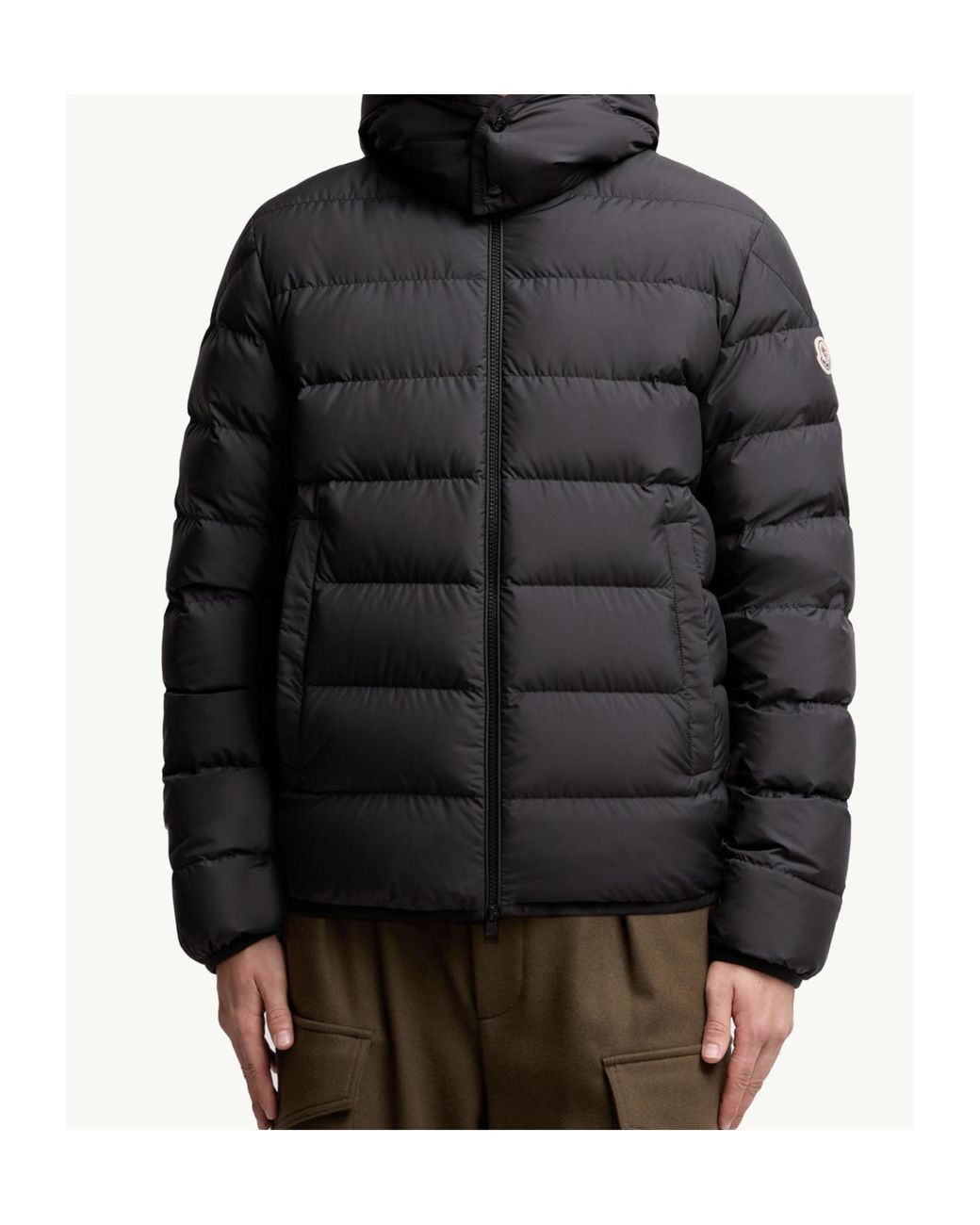 Moncler Black Hooded Zip-Up Padded Jacket for men