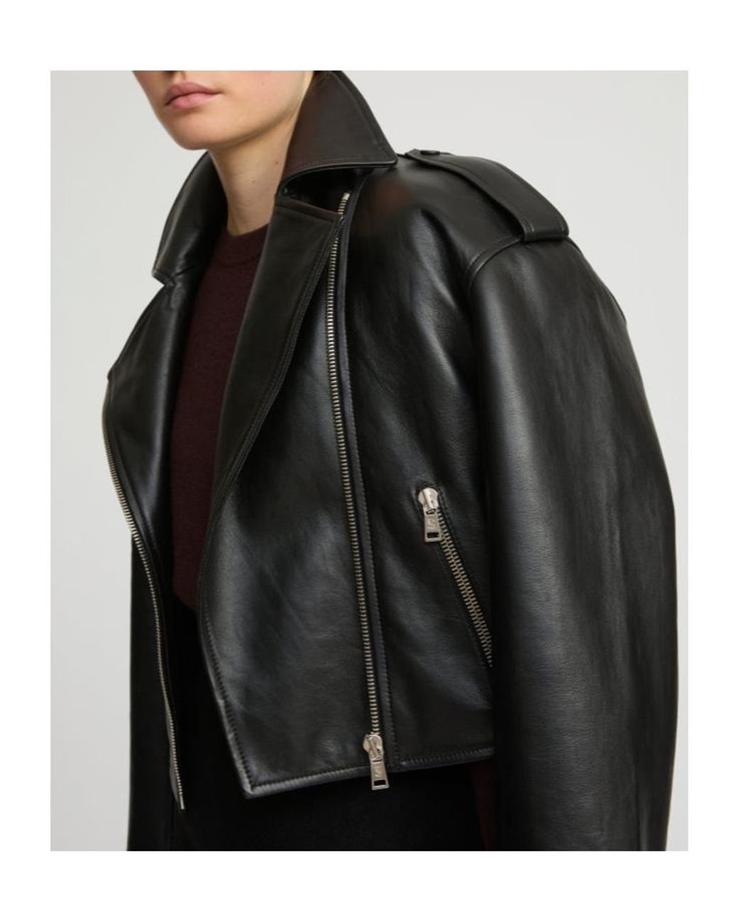 Yves Salomon Black Lambskin Biker Jacket