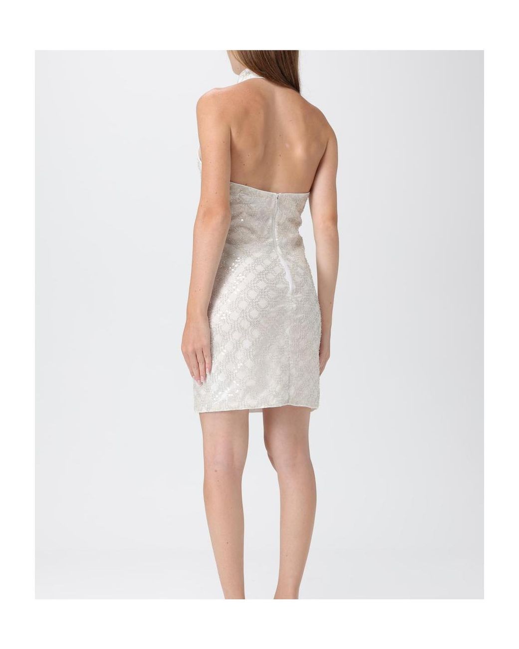ROTATE BIRGER CHRISTENSEN White Cream-Colored Dress With Sequins
