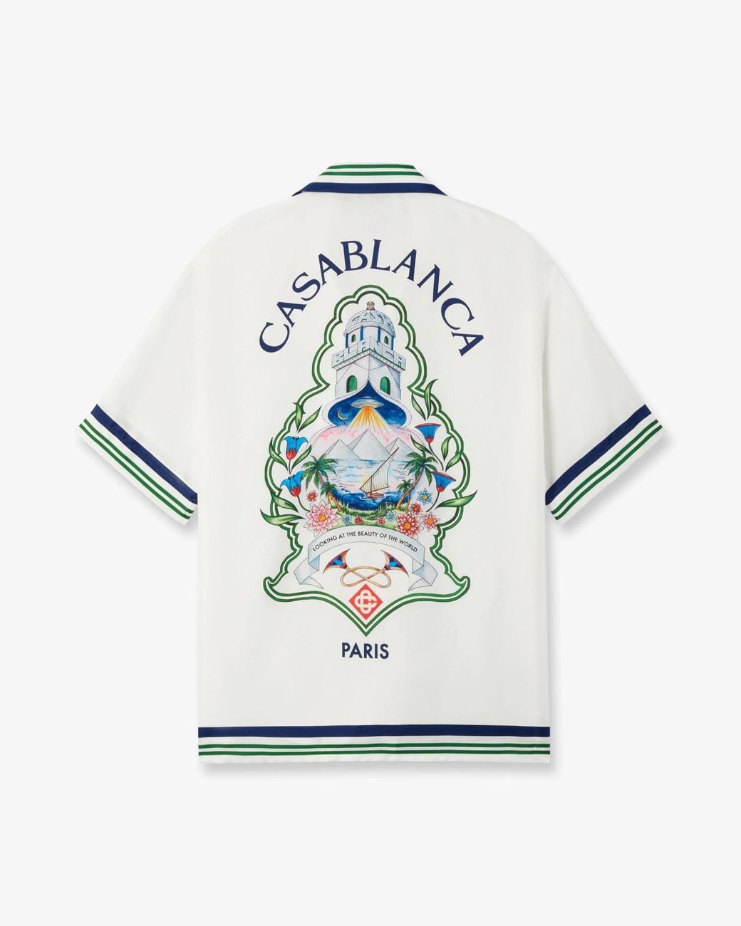 Casablanca White Hotel Emblem Silk Shirt
