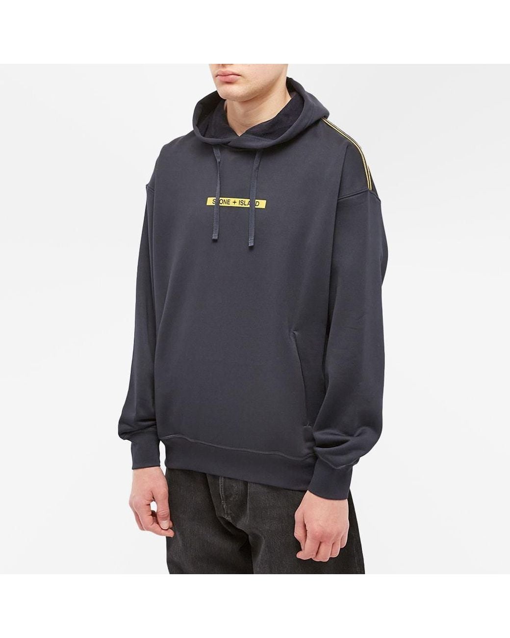 Stone Island Blue Logo-Print Long-Sleeved Hoodie for men