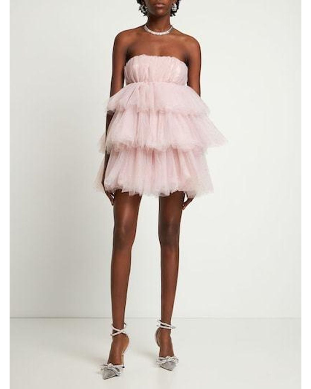 ROTATE BIRGER CHRISTENSEN Pink Crystal-Embellished Tulle Minidress
