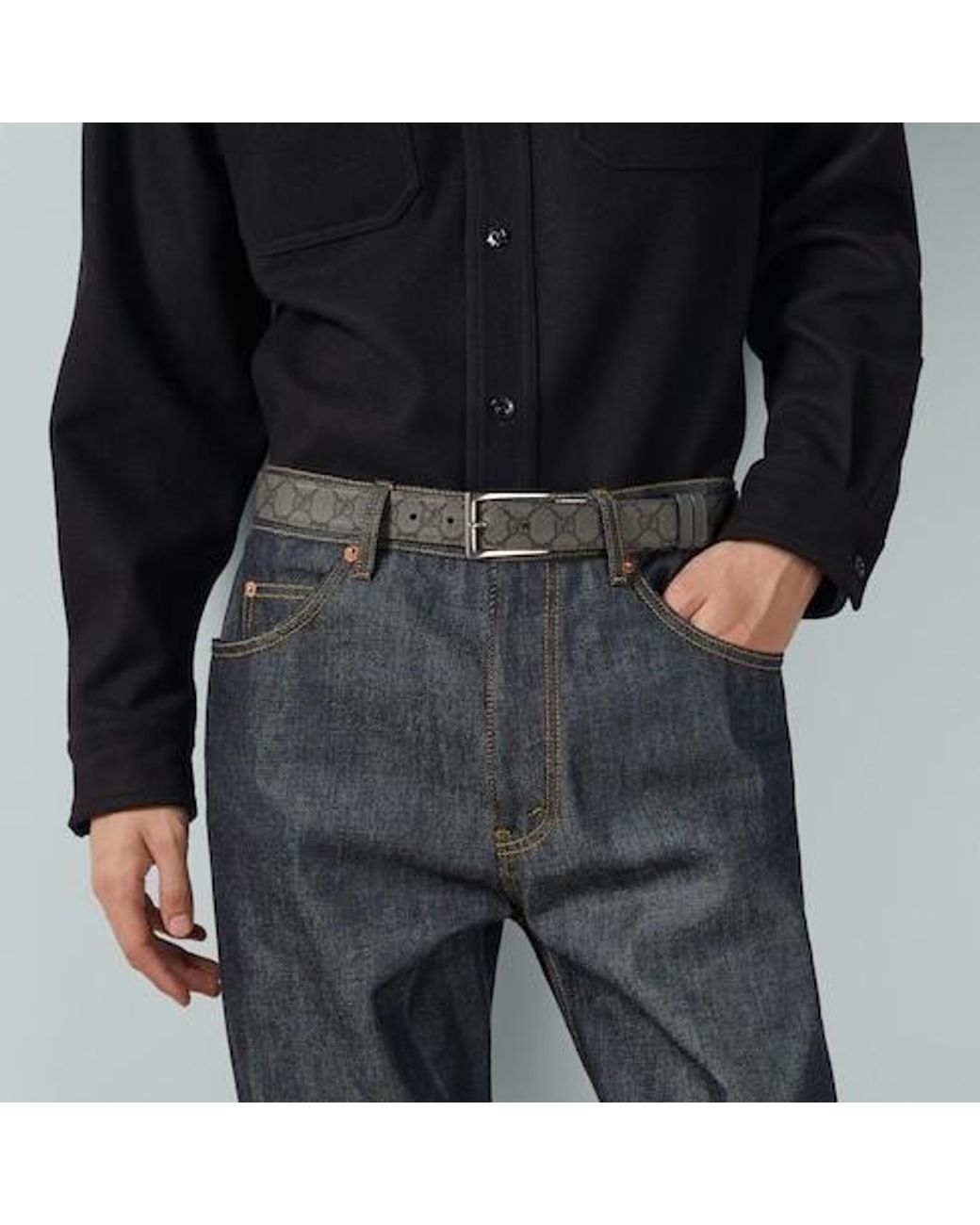 Gucci White Reversible Rectangle Buckled Belt for men