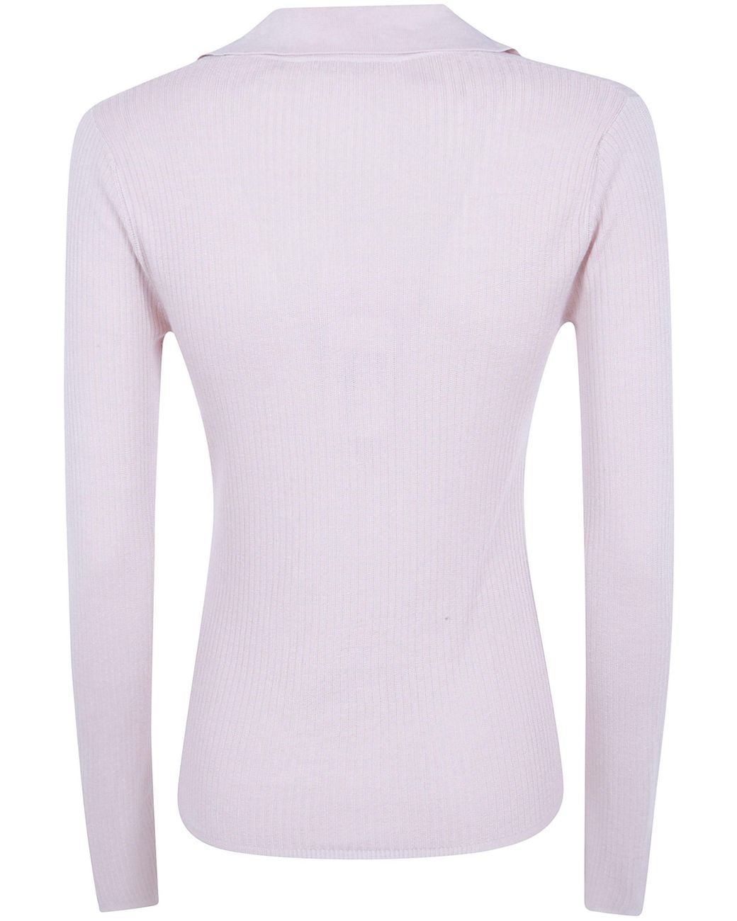 Max Mara Purple Gergo Ribbed Polo Knitted Top