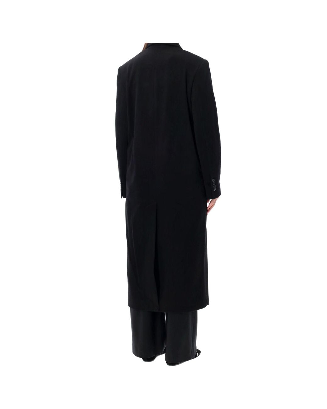Loulou de Saison Black Double-Breasted Peak-Lapel Coat