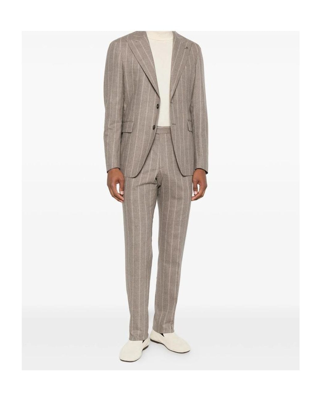 Tagliatore Brown Long-Sleeved Suit Jacket And Trousers Set for men