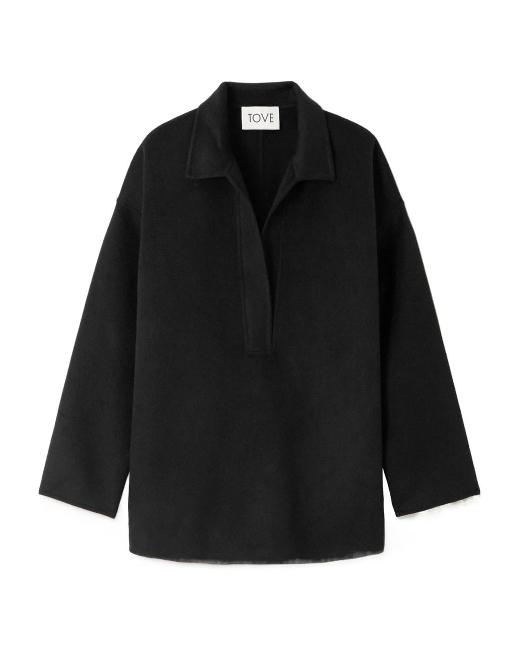 TOVE Black Deryn Wool-Blend Polo Shirt