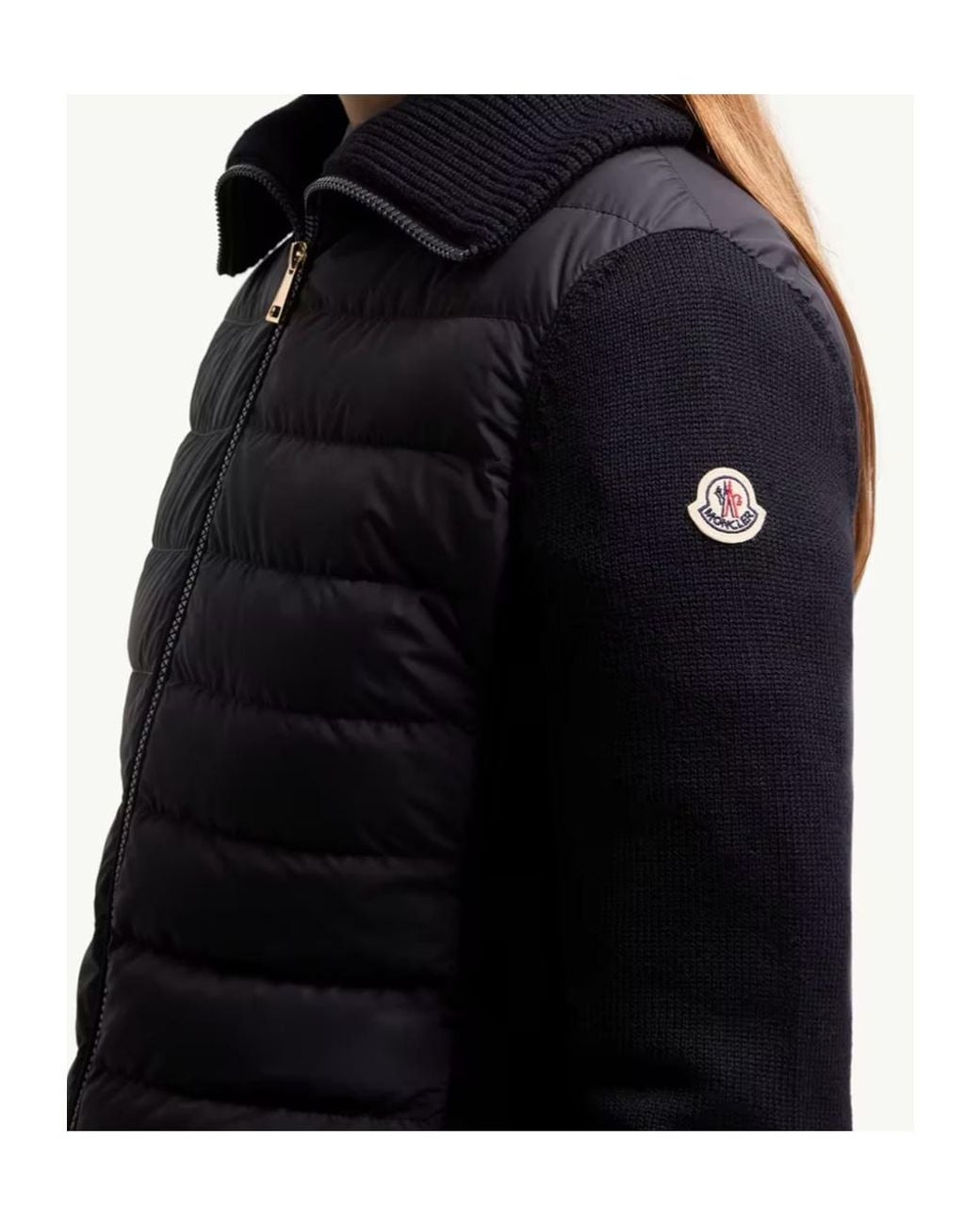 Moncler Blue Quilted Panel Zip Cardigan