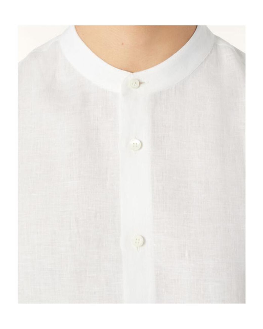 Loro Piana White Elia Low Mandarin Collar Shirt for men
