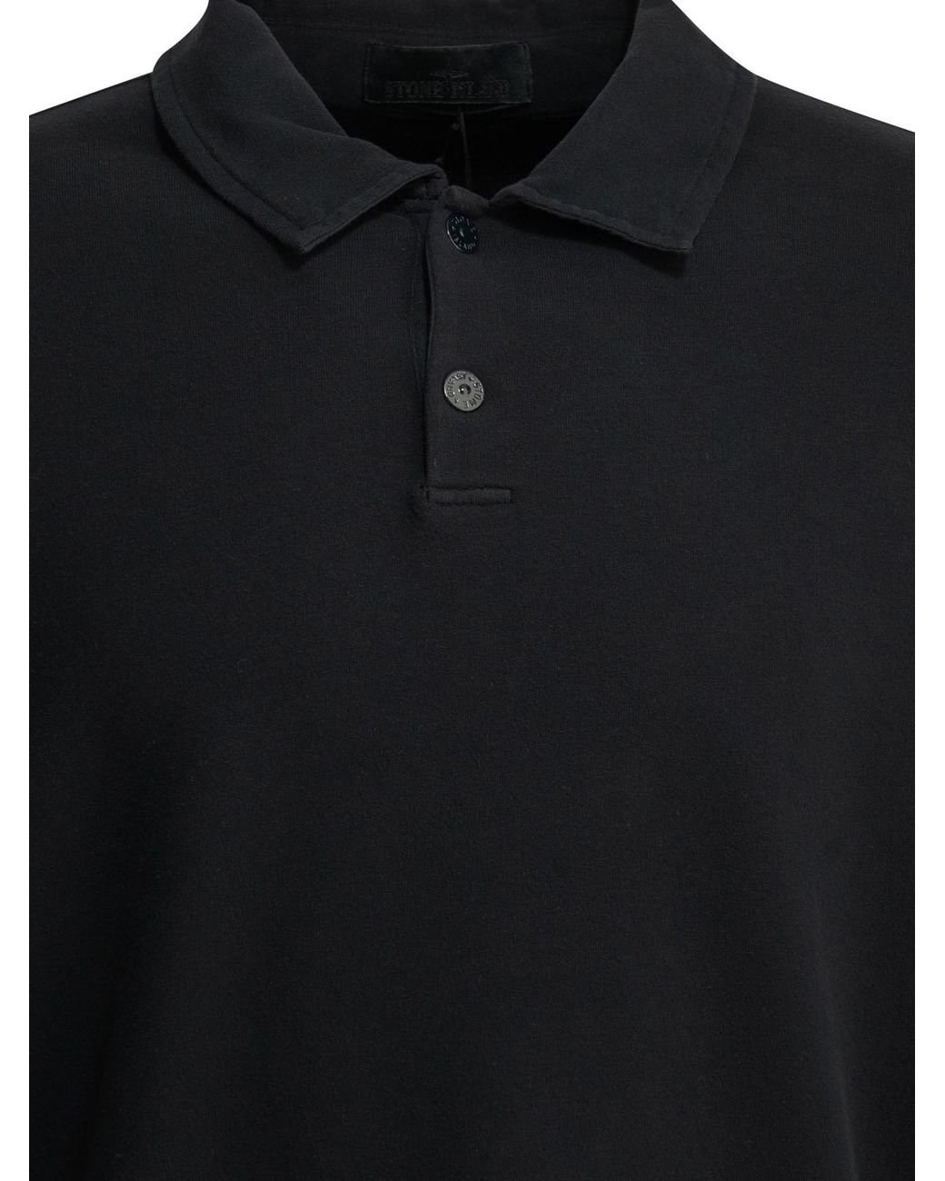 Stone Island Black Long-Sleeve Polo Shirt for men
