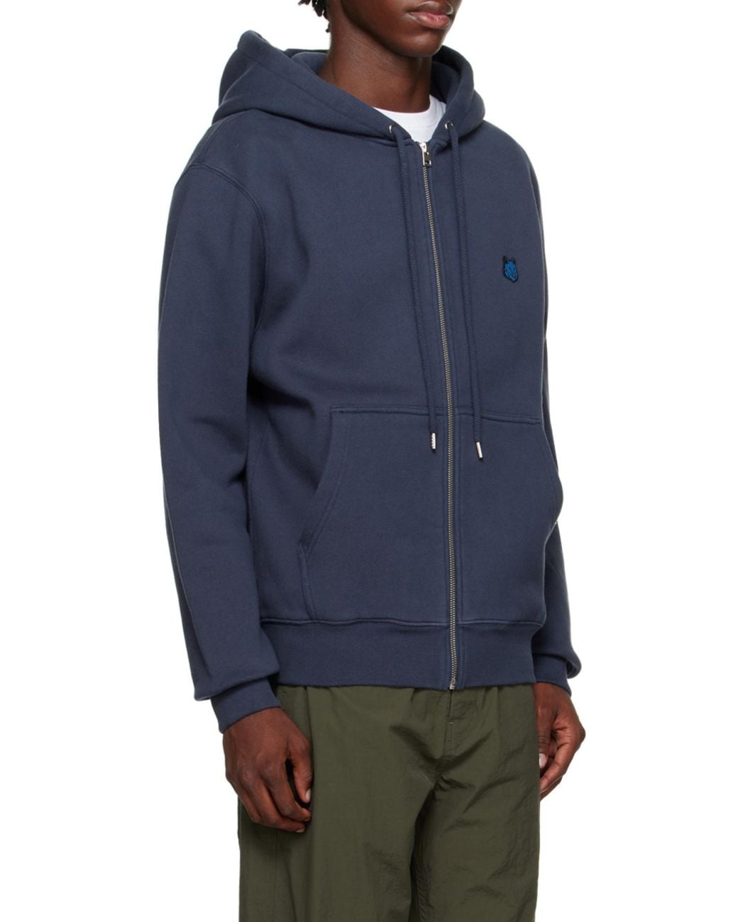 Maison Kitsuné Blue Maison Kitsuné Fox Head Patch Zipped Hoodie for men