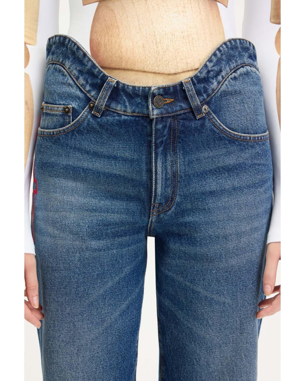 Jean Paul Gaultier Blue Curved-Seam Jeans