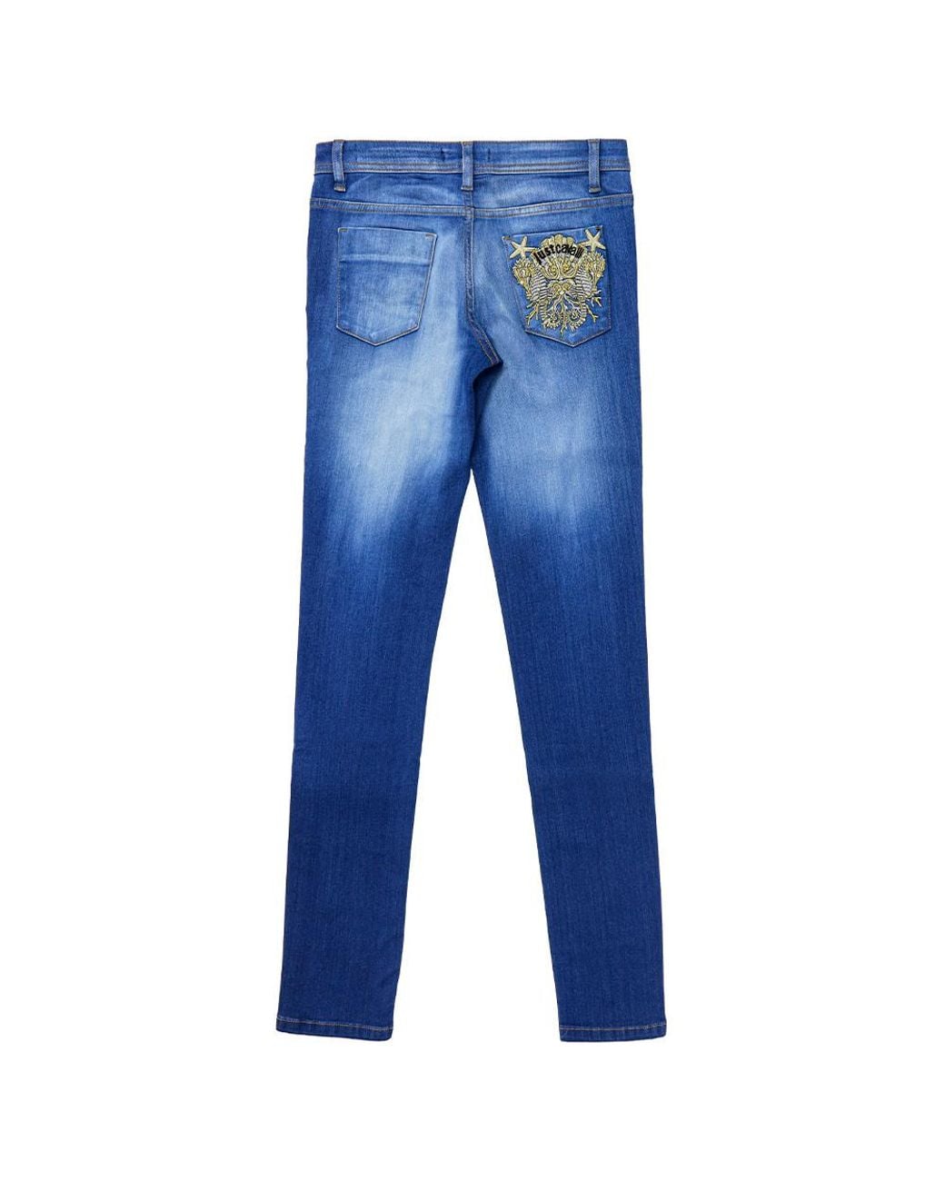 Just Cavalli Blue Logo Embroidered Jeans