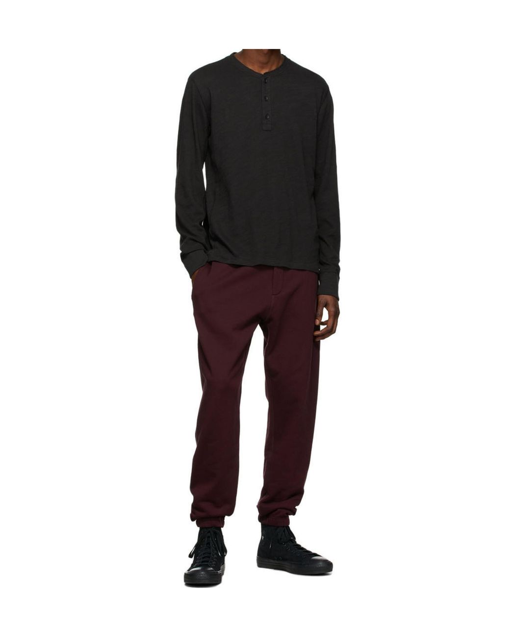 Rag & Bone Black Long Sleeve Henley T-Shirt for men