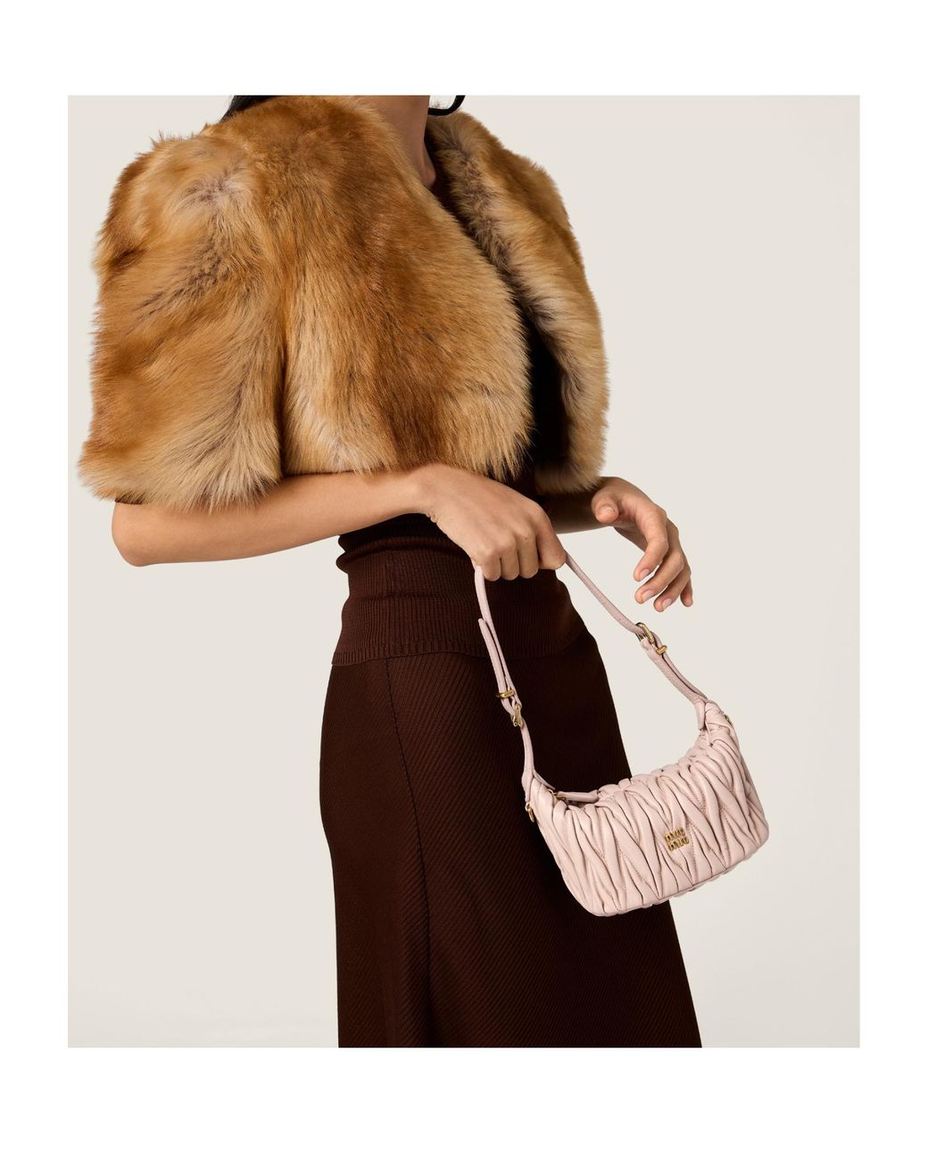 Miu Miu Pink Matelassé Nappa Leather Pouch