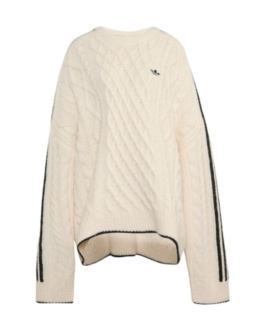 Adidas Originals Natural Cable-Knit Logo Knitted Sweater