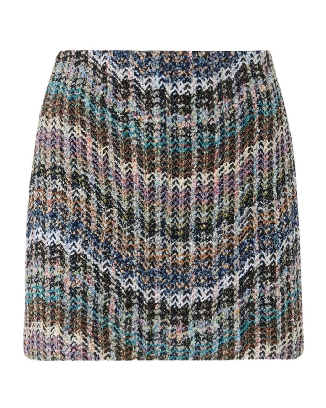 Missoni Gray Embroidered Bouclé Mini Skirt