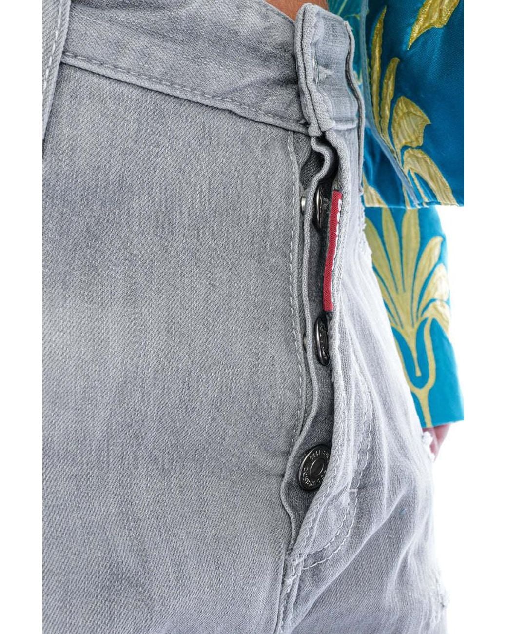 DSquared² Gray Distressed Cropped Jeans