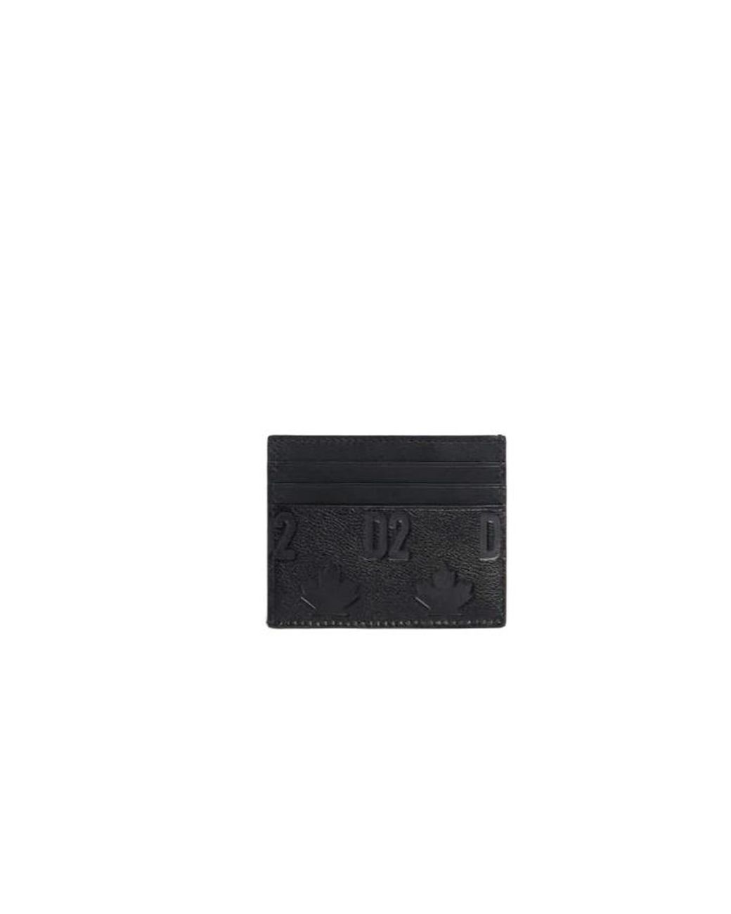 DSquared² Black Logo Embossed Card Holder Wallet for men