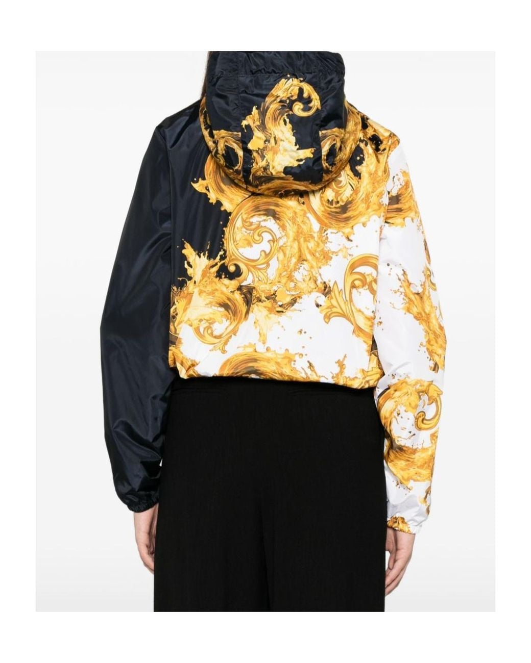 Versace Jeans Metallic Baroque-Print Hooded Jacket
