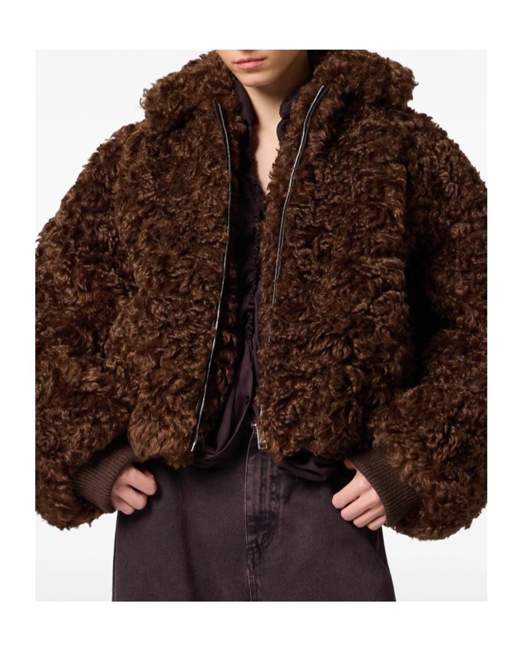 MSGM Brown Zip-Up Jacket
