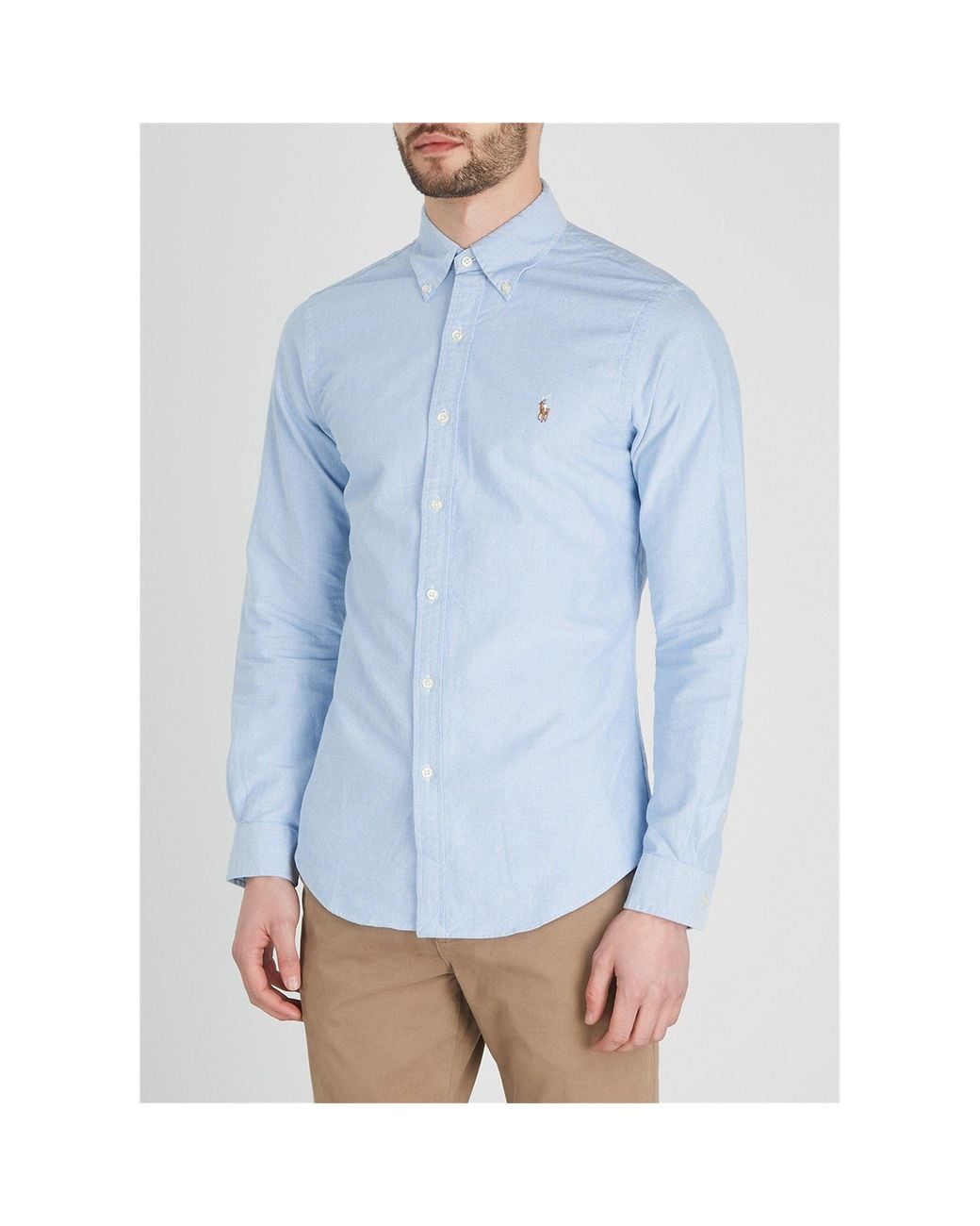 Polo Ralph Lauren Blue Fitted Oxford Cotton Shirt for men