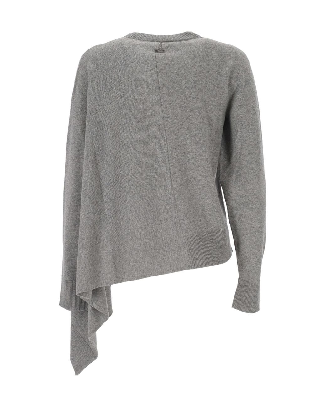 McQueen Gray Asymmetric Hem Crewneck Jumper