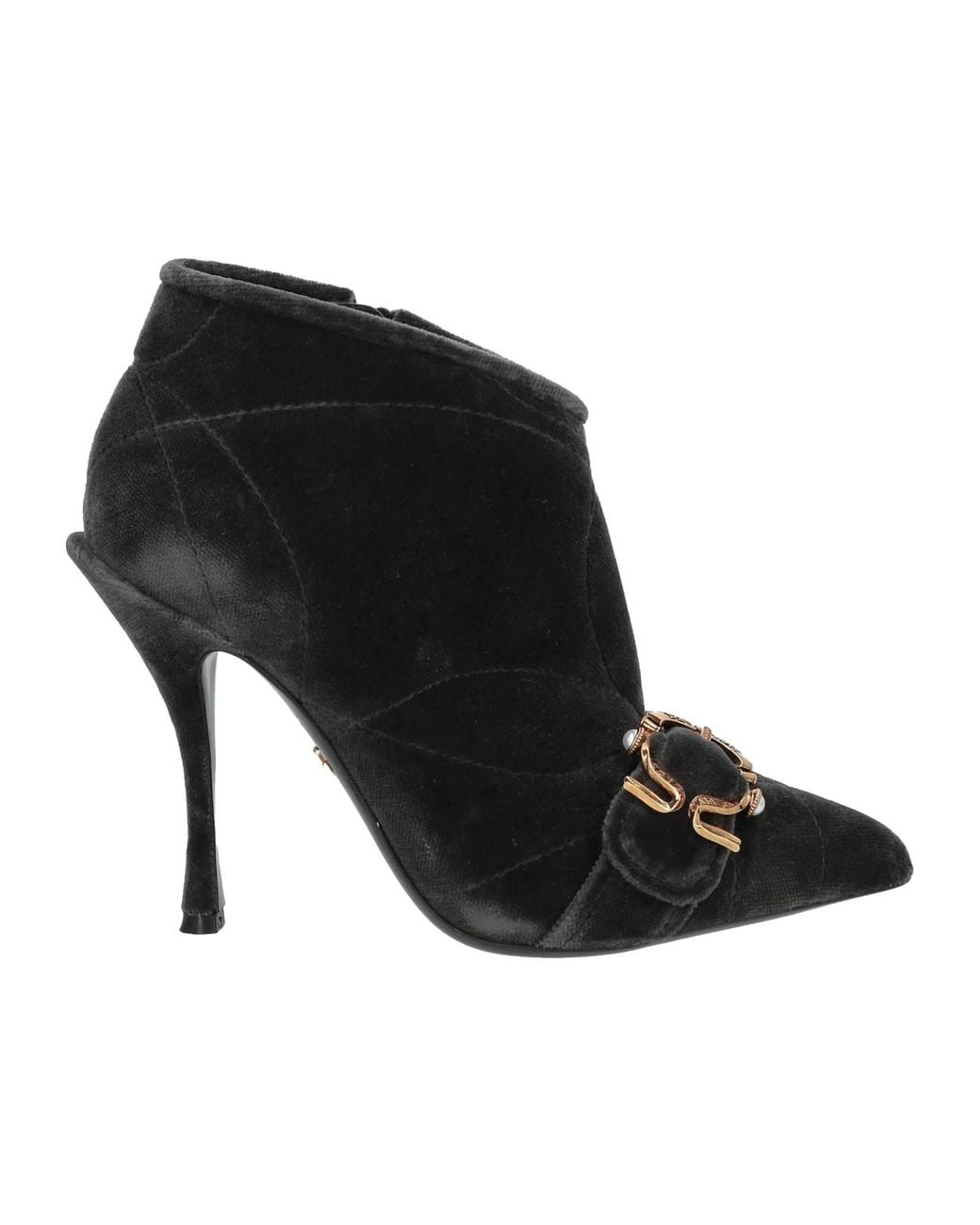 Dolce & Gabbana Black Pointed-Toe Suede Ankle Boots