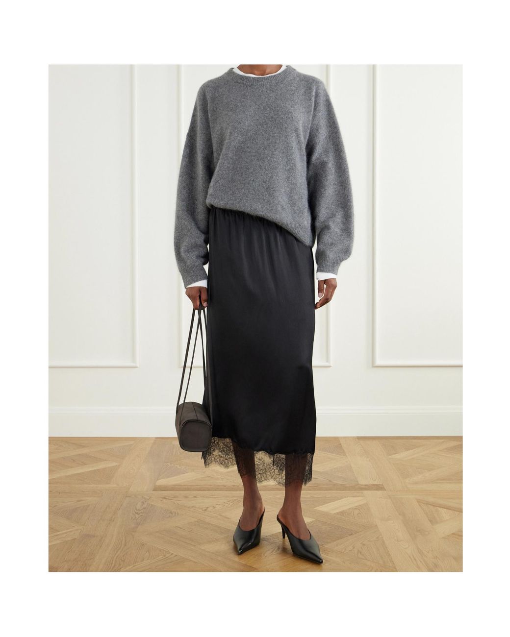 Loulou de Saison Gray Ribbed Crew Neck Sweater