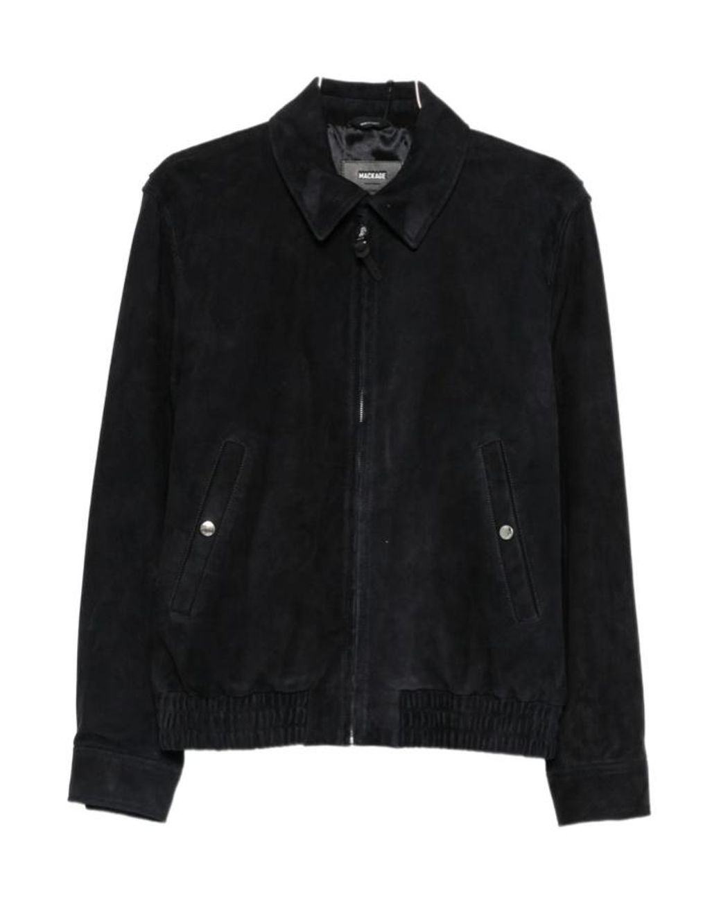 Mackage Black Zip Suede Bomber Jacket for men