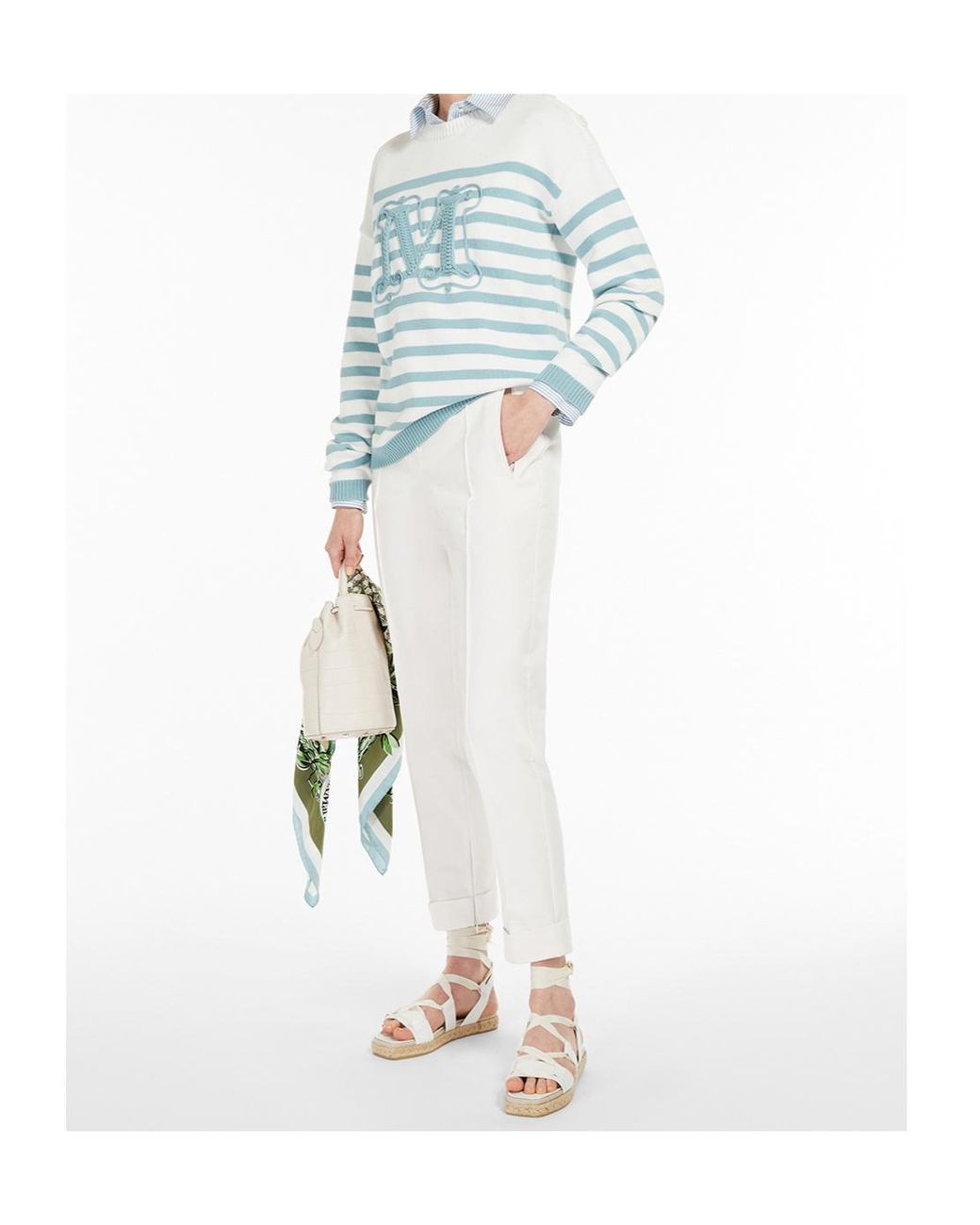 Max Mara Blue Logo Striped Pullover