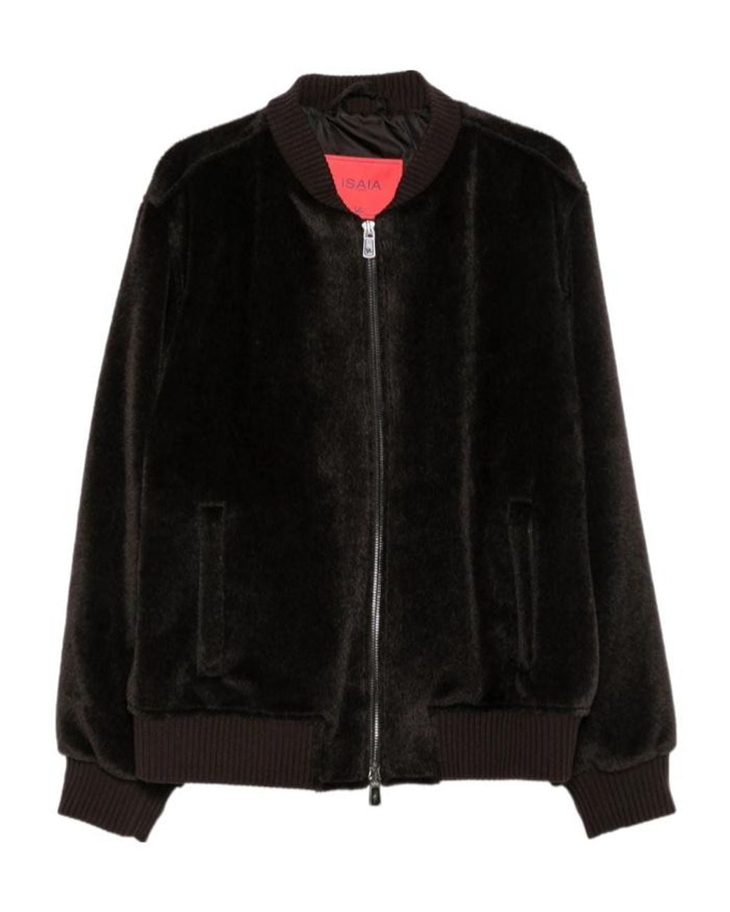 Isaia Black Long-Sleeve Zip-Up Jacket for men