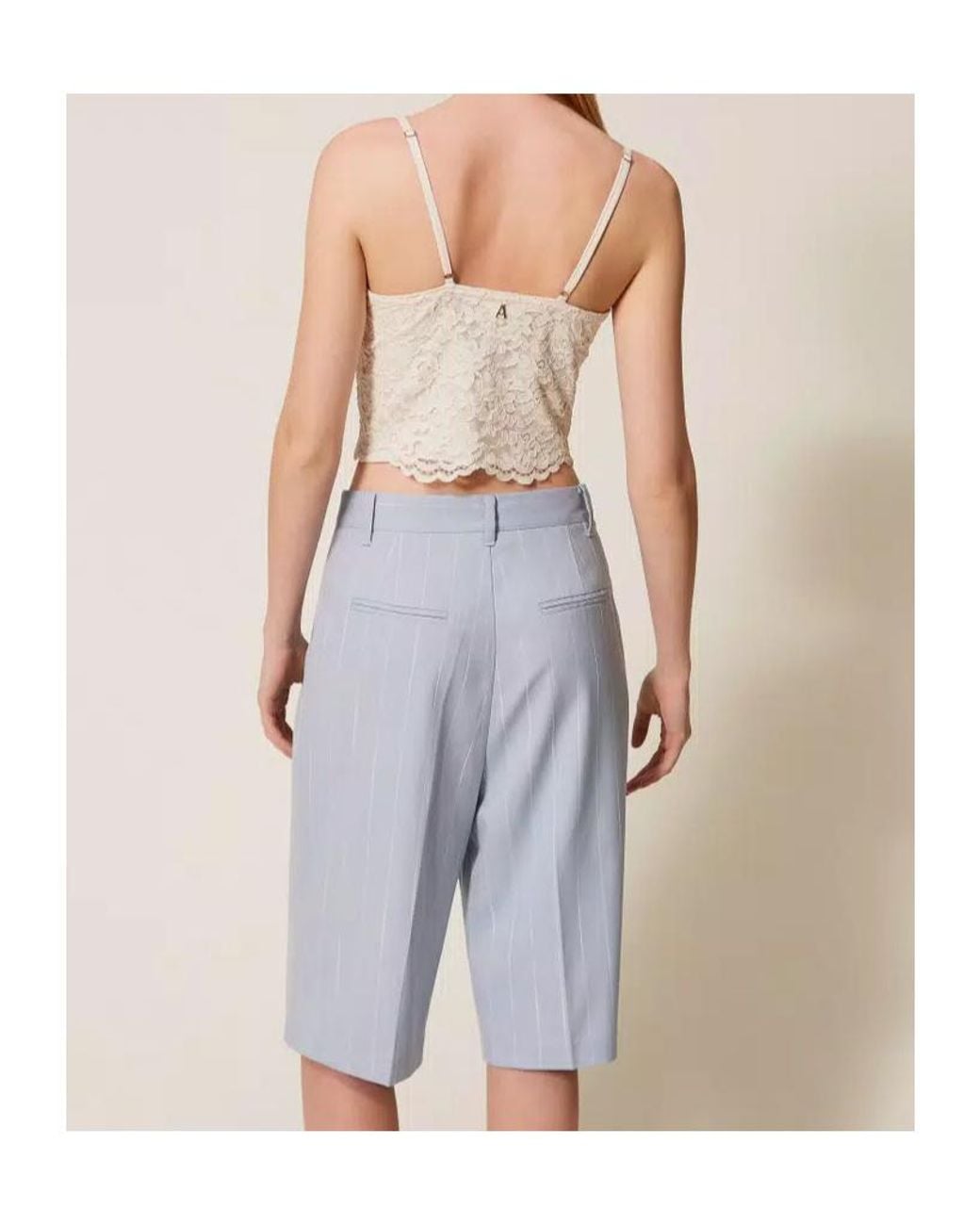 Twinset Blue Pinstripe Tailored Shorts