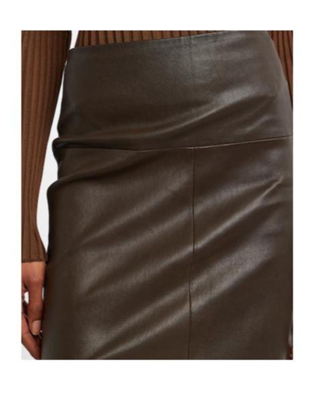 Stouls Brown Gin Leather Midi Skirt