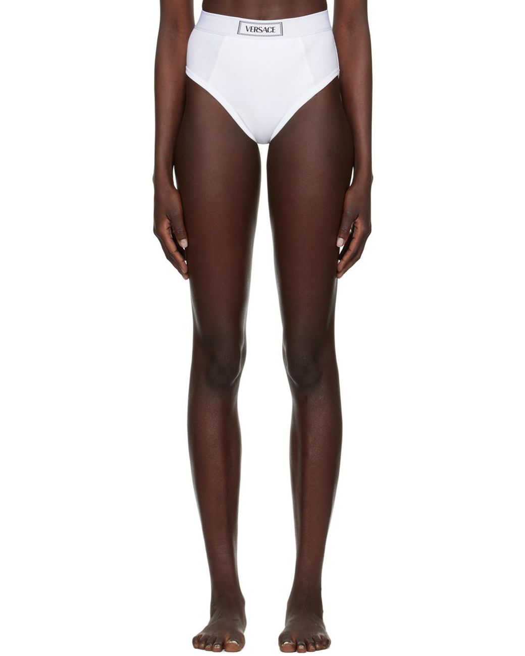 Versace White High-Waist Logo-Waistband Briefs