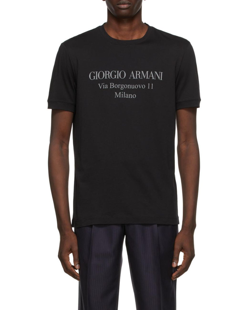Giorgio Armani Black Logo Printed Crewneck T-Shirt for men