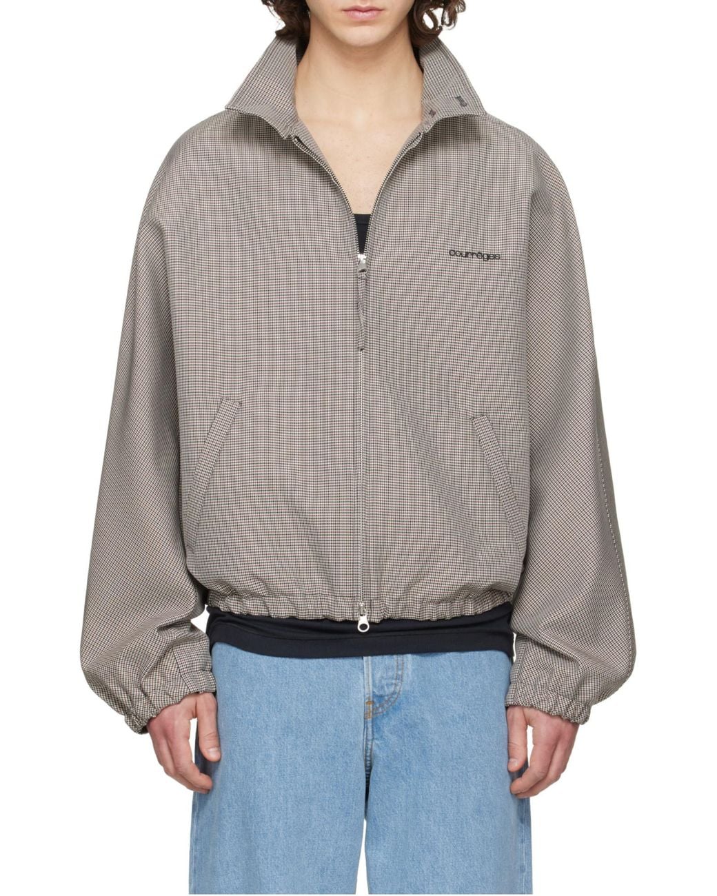 Courreges Gray Houndstooth Casual Jacket for men