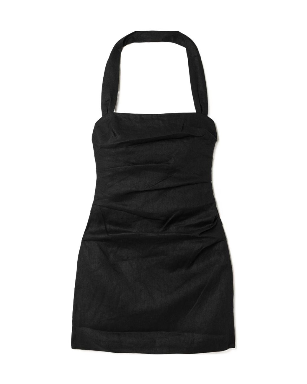 Sir Black Noemi Ruched Linen Halterneck Mini Dress