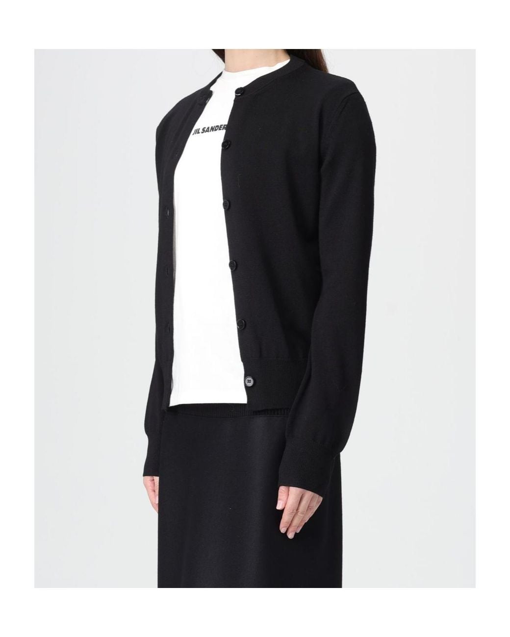 Jil Sander Black Long-Sleeved Knitted Cardigan