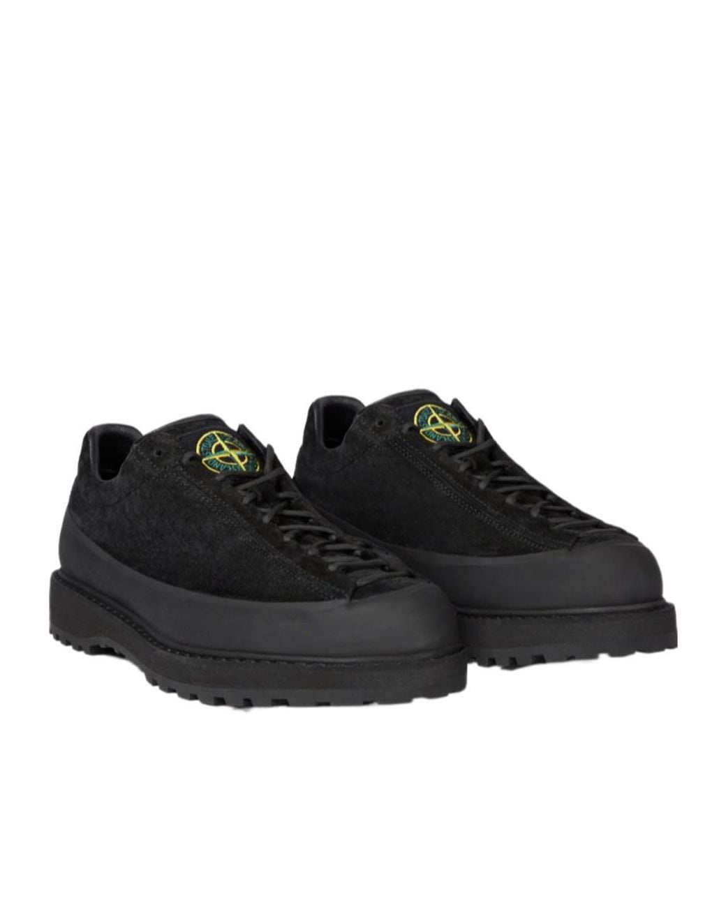 Stone Island Black Round Toe Lace-Up Sneakers for men