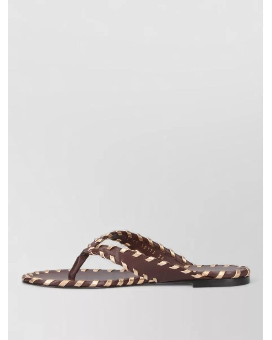 Gianvito Rossi Brown Braided Thong Strap Flat Sandals
